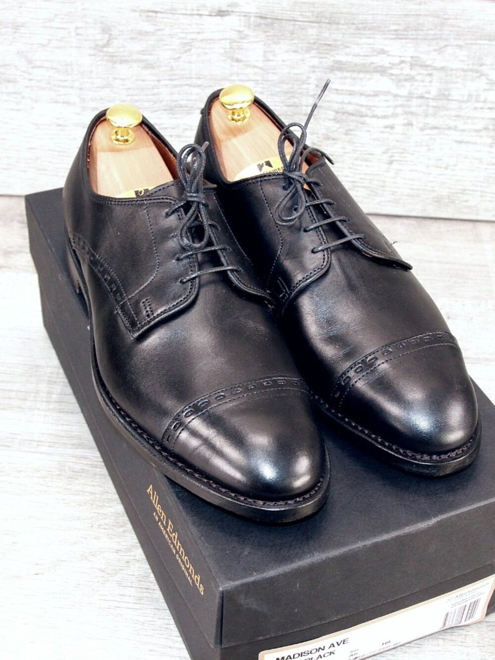 * NIB * $395 Allen Edmonds MADISON AVENUE Derby 10 D Black * add $15 new Trees